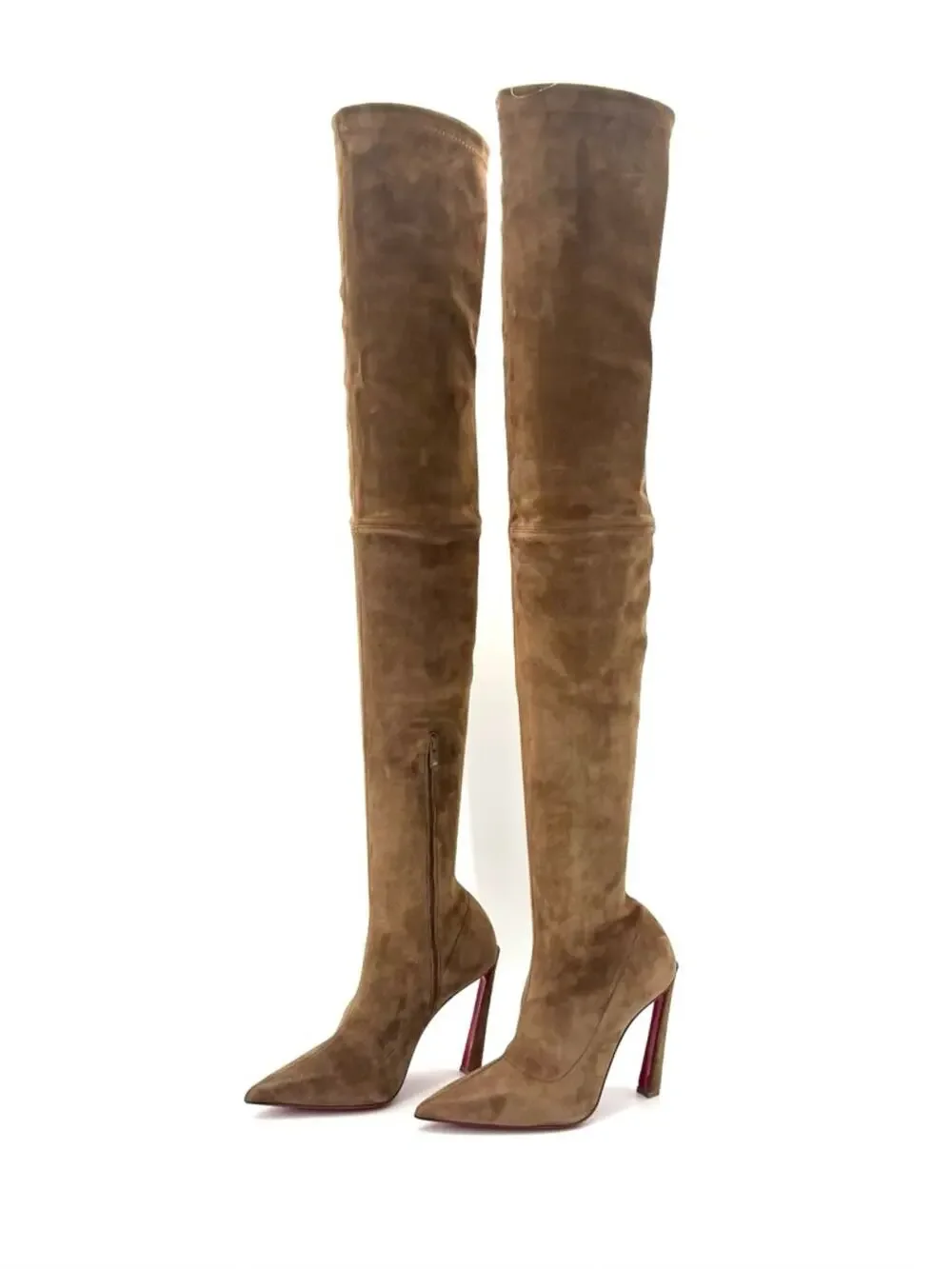 Christian Louboutin Condora Botta Alta 100 Rhea Brown Pointed Toe Boots 36.5